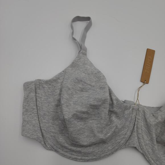 Skims Cotton Jersey Underwire Bra in Light Heather Grey Size 44H - Picture 2 of 8